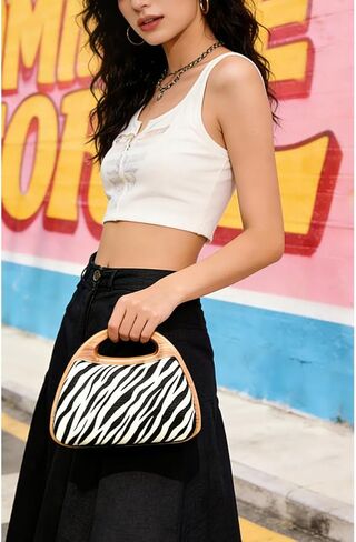 Zebra Print Evening Bag Animal Print Clutch with Chain Retro Evening Handbag for Party Wedding Prom in Saudi Arabia