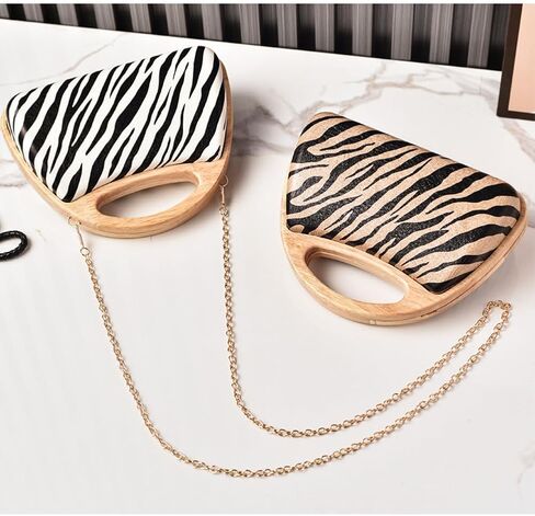 Zebra Print Evening Bag Animal Print Clutch with Chain Retro Evening Handbag for Party Wedding Prom in Saudi Arabia