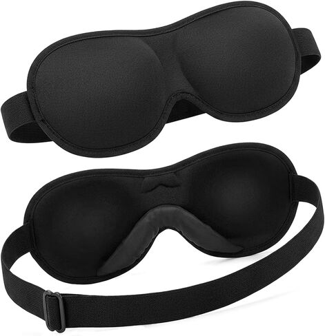 Sleep Mask 3D Contoured Cup Sleeping Eye Mask Adjustable Strap Blindfold Soft Comfort Molded Eye Shade Cover for Women Men (Black) in Kuwait