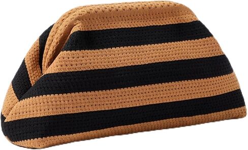 Hsei Clutch Purses for Women Summer Beach Woven Crochet Bag Cloud Dumpling Purses Striped Evening Handbag with Kiss Lock in Saudi Arabia