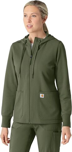 سترة Carhartt Layers للسيدات بغطاء للرأس بسحاب كامل، زيتوني، S in Kuwait
