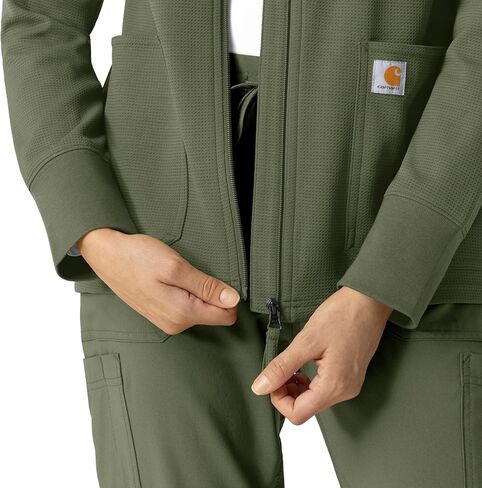 سترة Carhartt Layers للسيدات بغطاء للرأس بسحاب كامل، زيتوني، S in Kuwait