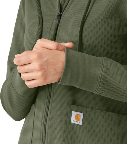 سترة Carhartt Layers للسيدات بغطاء للرأس بسحاب كامل، زيتوني، S in Kuwait