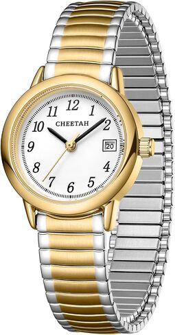 CHEETAH Gold Watches for Women, Easy Reader, with Vintage Expansion Band, Round Case in Saudi Arabia