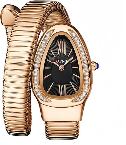 OFNS Snake Watches for Women Luxury Women's Snake Shape Bangle Watch Diamond Quartz Wristwatch Ladies with Roman Numerals Dial in Saudi Arabia