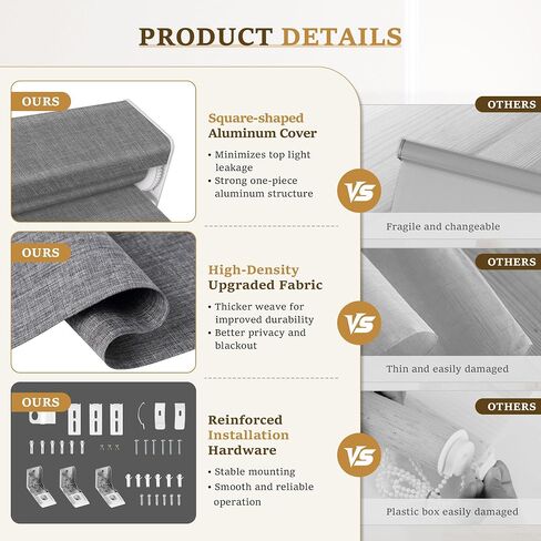 Grandekor 100% Blackout Roller Shades for Indoor Windows & Pull Down Shades - Cordless Free-Stop Blinds with Cassette Valance | Custom Sizes & Colors for Home & Office in Saudi Arabia