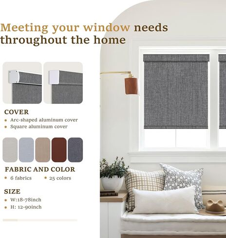 Grandekor 100% Blackout Roller Shades for Indoor Windows & Pull Down Shades - Cordless Free-Stop Blinds with Cassette Valance | Custom Sizes & Colors for Home & Office in Saudi Arabia