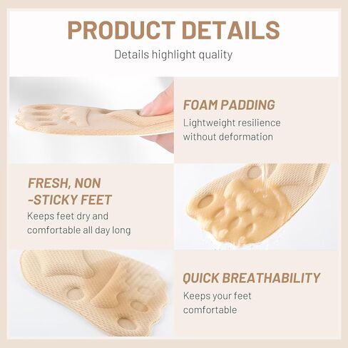 2026 Upgraded Metatarsal Pads for Women, Non-Slip Shoe Inserts for High Heels, Ball of Foot Cushions Relief and Comfort, One Size Fits Any (Beige, 5 Pairs) in Kuwait