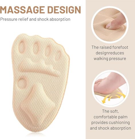 2026 Upgraded Metatarsal Pads for Women, Non-Slip Shoe Inserts for High Heels, Ball of Foot Cushions Relief and Comfort, One Size Fits Any (Beige, 5 Pairs) in Kuwait