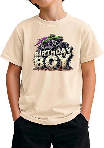 Birthday Boy Shirt Toddler Boys 2nd 3rd 4th 5th 6th Birthday Short Sleeve Dinoaur Monster Truck Video Games T-Shirt in Saudi Arabia