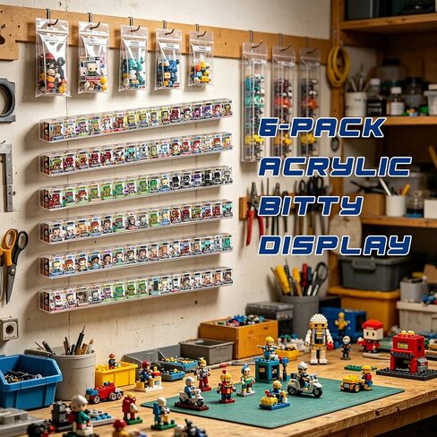 6pcs Acrylic Display Shelf for Funko Bitty Pop, Wall Mounted Display for Mini Collectible Toys, Figure Display Stand Toys in Saudi Arabia