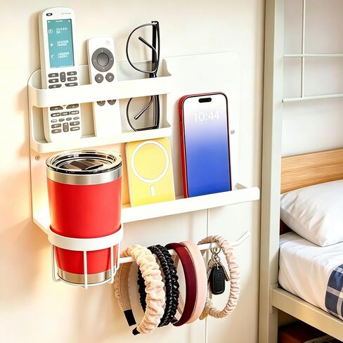 Floating Bedside Wall Organizer & Dorm Decor | Wall Mount Essential Wall Nightstand Bed Shelf for Remote Control Holder, Cool Teen Girls Trendy Stuff, Room Organization in Saudi Arabia