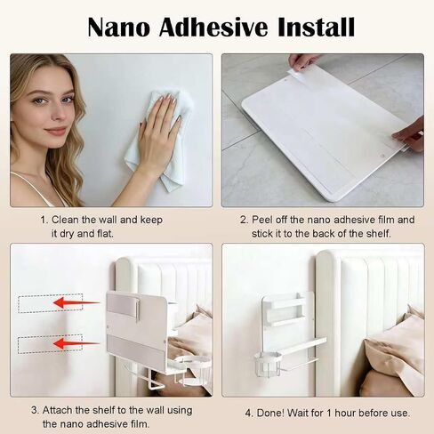Floating Bedside Wall Organizer & Dorm Decor | Wall Mount Essential Wall Nightstand Bed Shelf for Remote Control Holder, Cool Teen Girls Trendy Stuff, Room Organization in Saudi Arabia