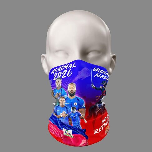 Haiti World Cup 2026 Multifunctional Bonvibe Neck Gaiter, Blue and Red Soccer Fan Tube Scarf, Lightweight Stretchy Unisex Scarves Face Covering in Kuwait