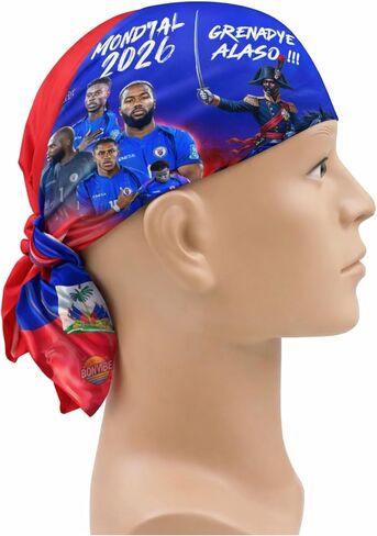 Haiti World Cup 2026 Multifunctional Bonvibe Neck Gaiter, Blue and Red Soccer Fan Tube Scarf, Lightweight Stretchy Unisex Scarves Face Covering in Kuwait