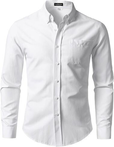 LucMatton Men's Lightweight Oxford Long Sleeve Button Down Shirt Business Casual Slim fit Dress Shirts with Pocket in Saudi Arabia