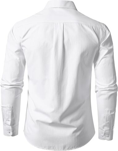 LucMatton Men's Lightweight Oxford Long Sleeve Button Down Shirt Business Casual Slim fit Dress Shirts with Pocket in Saudi Arabia