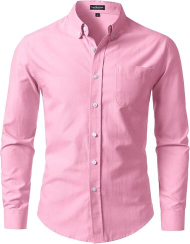 LucMatton Men's Lightweight Oxford Long Sleeve Button Down Shirt Business Casual Slim fit Dress Shirts with Pocket in Saudi Arabia
