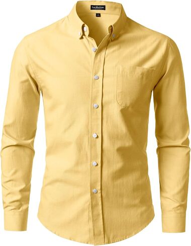 LucMatton Men's Lightweight Oxford Long Sleeve Button Down Shirt Business Casual Slim fit Dress Shirts with Pocket in Saudi Arabia