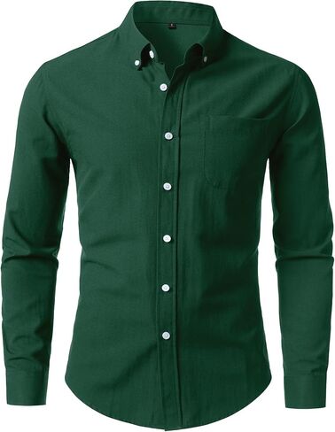 LucMatton Men's Lightweight Oxford Long Sleeve Button Down Shirt Business Casual Slim fit Dress Shirts with Pocket in Saudi Arabia