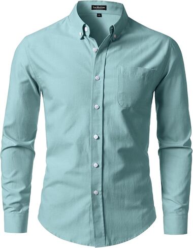 LucMatton Men's Lightweight Oxford Long Sleeve Button Down Shirt Business Casual Slim fit Dress Shirts with Pocket in Saudi Arabia