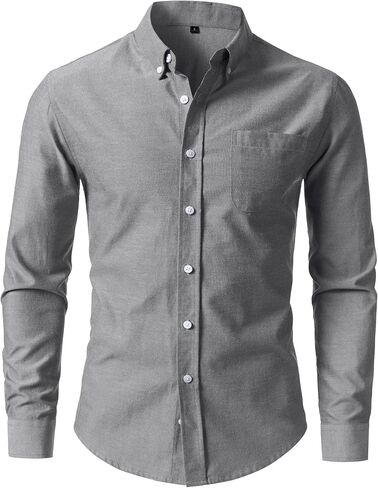 LucMatton Men's Lightweight Oxford Long Sleeve Button Down Shirt Business Casual Slim fit Dress Shirts with Pocket in Saudi Arabia