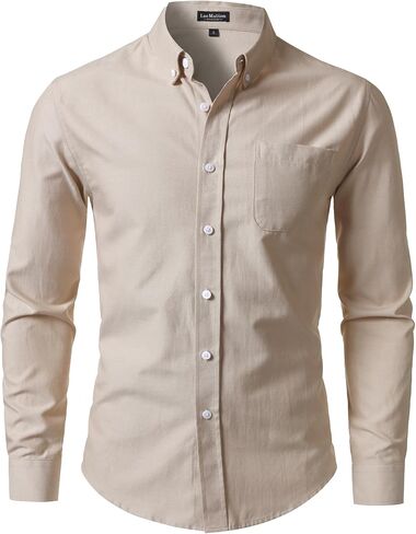 LucMatton Men's Lightweight Oxford Long Sleeve Button Down Shirt Business Casual Slim fit Dress Shirts with Pocket in Saudi Arabia