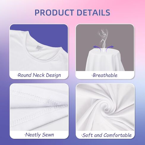 6 PCS Sublimation Blanks T Shirts Bulk Unisex White Polyester | Multiple Sizes Wholesale Customized Shirts For Heat Transfer Printing Crew Neck in Saudi Arabia