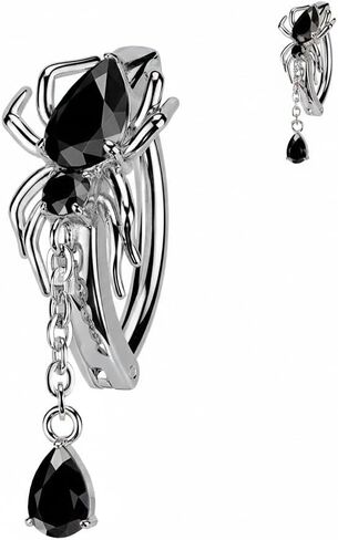 316L Hinged CZ Spider Belly Button Ring With Teardrop Dangle in Kuwait