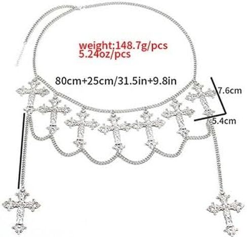 Cross Layered Waist Chain Belt - Punk Gothic Crossover Body Belly Chains Tassel for Women Girl in Saudi Arabia