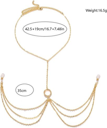 Circle Nipple Ring Body Chains for Women Sexy Choker Necklace Round with Layered Tassel Chains Non-Piercing Nipple Noose Adjustable Beach Bikini Body Chain Jewelry in Kuwait