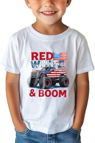 Boys Memorial Day Shirt for Toddler Girls Kids 4th of July Patriotic Shirt American Flag T-Shirt Short Sleeve 2-8Y in Saudi Arabia