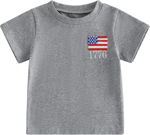 Toddler Boys Girls 4th of July Shirt Short Sleeve America Flag Embroidery Little Kids Independence Outfit in Saudi Arabia