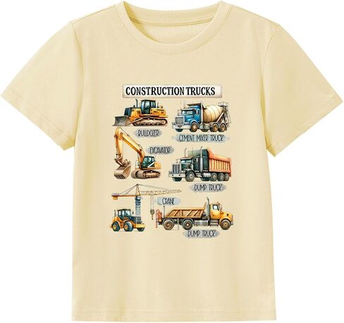 Todder Boys Construction Shirt Dirt Bike Car Tees Kids Excavator Dump Truck Graphic Tee Tops 2-7 Years in Kuwait