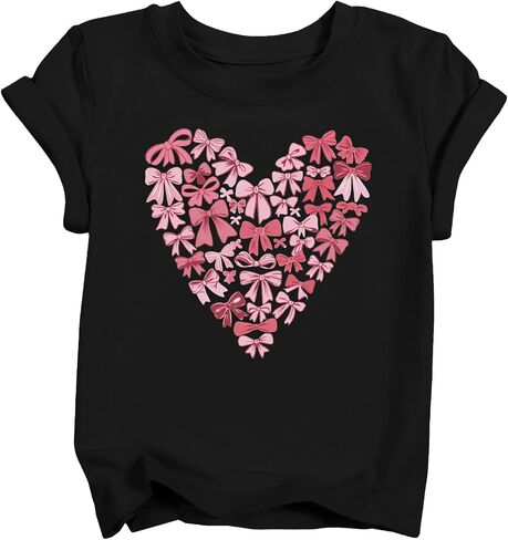 Girls & Boys Heart T-Shirts Love Cute Graphic Short Sleeve Tops for Kids 3-12 Years in Kuwait