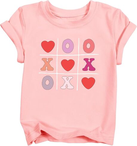 Girls & Boys Heart T-Shirts Love Cute Graphic Short Sleeve Tops for Kids 3-12 Years in Kuwait