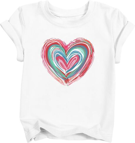 Girls & Boys Heart T-Shirts Love Cute Graphic Short Sleeve Tops for Kids 3-12 Years in Kuwait