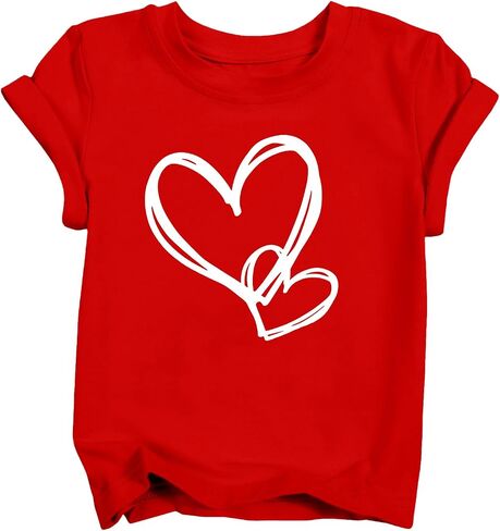 Girls & Boys Heart T-Shirts Love Cute Graphic Short Sleeve Tops for Kids 3-12 Years in Kuwait