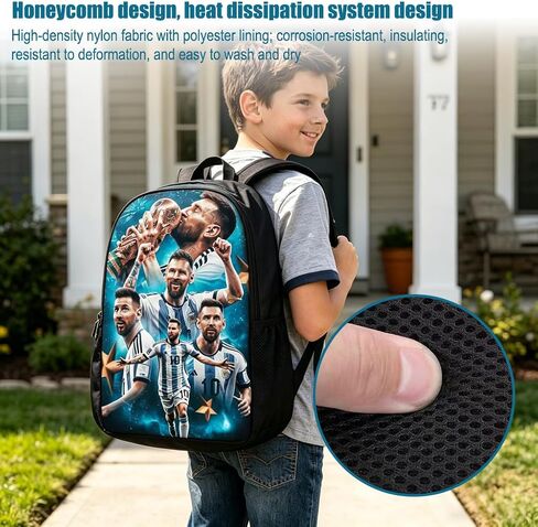 3 in 1 Soccer Star Print Backpack 17'' Large-Capacity Set With a Fashionable and Personalized Style is Exquisitely Designed and Widely Applicable, Making it an Ideal Choice in Kuwait
