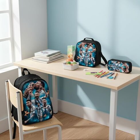 3 in 1 Soccer Star Print Backpack 17'' Large-Capacity Set With a Fashionable and Personalized Style is Exquisitely Designed and Widely Applicable, Making it an Ideal Choice in Kuwait