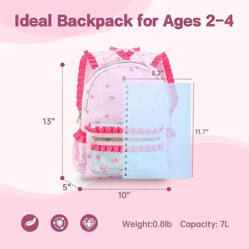 DYSHAYEN Toddler Backpack for Girls 2-4, Cute Preschool Kindergarten Backpack, Little Girls Bookbag with Ruffle in Saudi Arabia