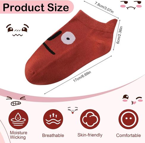 10 Pairs Crazy Funny Emotion Ankle Socks with 10 Different Fun Designs for Women, Graphic Novelty Silly Weird Cotton Ankle Socks Cool Funny Gag Gifts Size 5-8 in Kuwait