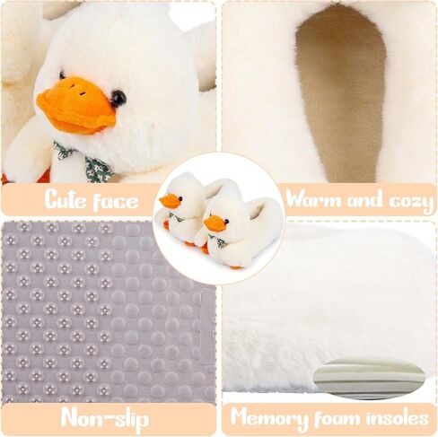ARELUX Animal Slippers Cotton Adult Unisex, Cute Novelty Duck Goose Chicken Plush House Shoes with Non-Slip Sole, Warm Fuzzy Lining for Indoor Outdoor Cosplay Party Gift in Saudi Arabia