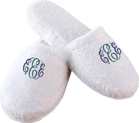 Personalized Turkish Terry Cotton Slippers, Luxury 100% Cotton White Terry Spa Slippers for Men and Women in Saudi Arabia