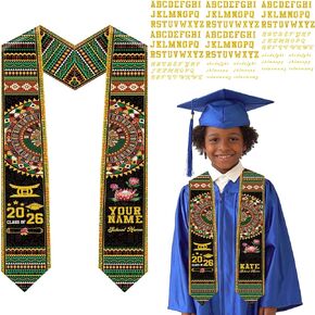 Kindergarten Graduation Stole Set, Kids Kente Style Graduation Sashes with Iron On Transfers Letter Patches, 3-Pack Graduation Stoles for 2026 Kindergarten & Pre-K Ceremony and Keepsake in Saudi Arabia