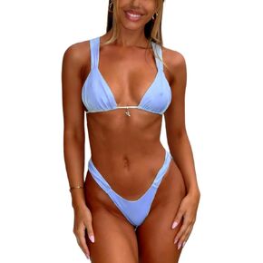 Mxiqqpltky Women's Bikini Sets Y2K Sexy Two Piece Tie Back Thong Bathing Suits Push Up Triangle Top High Waisted Swimsuit in Saudi Arabia