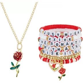 Rose Tour Merch Bracelets Set Romantic Rose Necklace Concert Album Inspired Friendship Bracelets Costume Outfit Accessories for Fans in Saudi Arabia