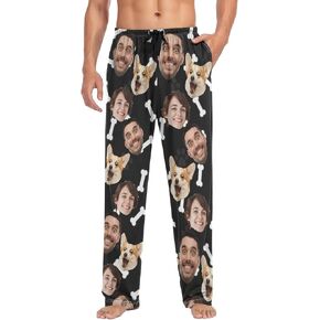 Custom Face Mens Pajama Pants Cotton Personalized Pet Photo Customized Pj Pajama Bottoms S in Saudi Arabia