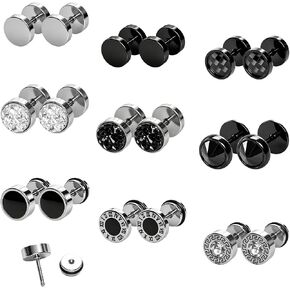 9 Pairs Stainless Steel Stud Screw Back Round Cheater Plug Earrings Unisex Piercing Ear Plug Jewelry Classic Metal Ear Ornaments For Women And Men in Saudi Arabia