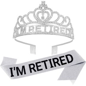 Retired Tiara Crown and Sash Set Retirement Party Decorations Retirement Gifts for Women Party Ceremonial Sash in Saudi Arabia